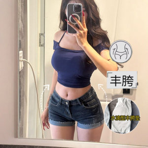 李李服饰 品质穿搭李李服饰低腰辣妹丰胯牛仔超短裤女2025夏季新款紧身显瘦卷边热裤