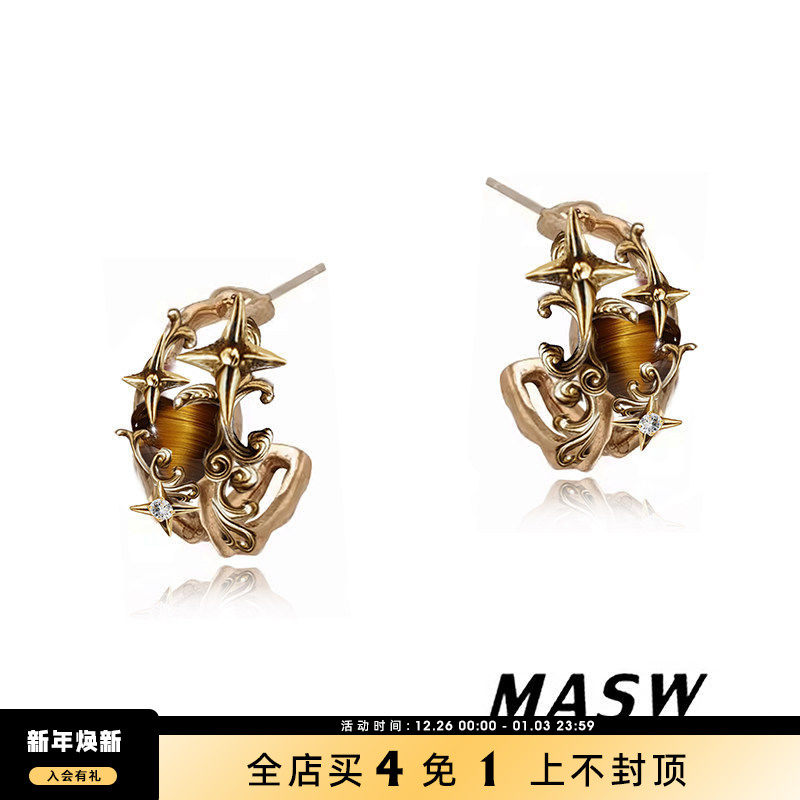 MASW麻秀复古C形圈圈耳环高级感