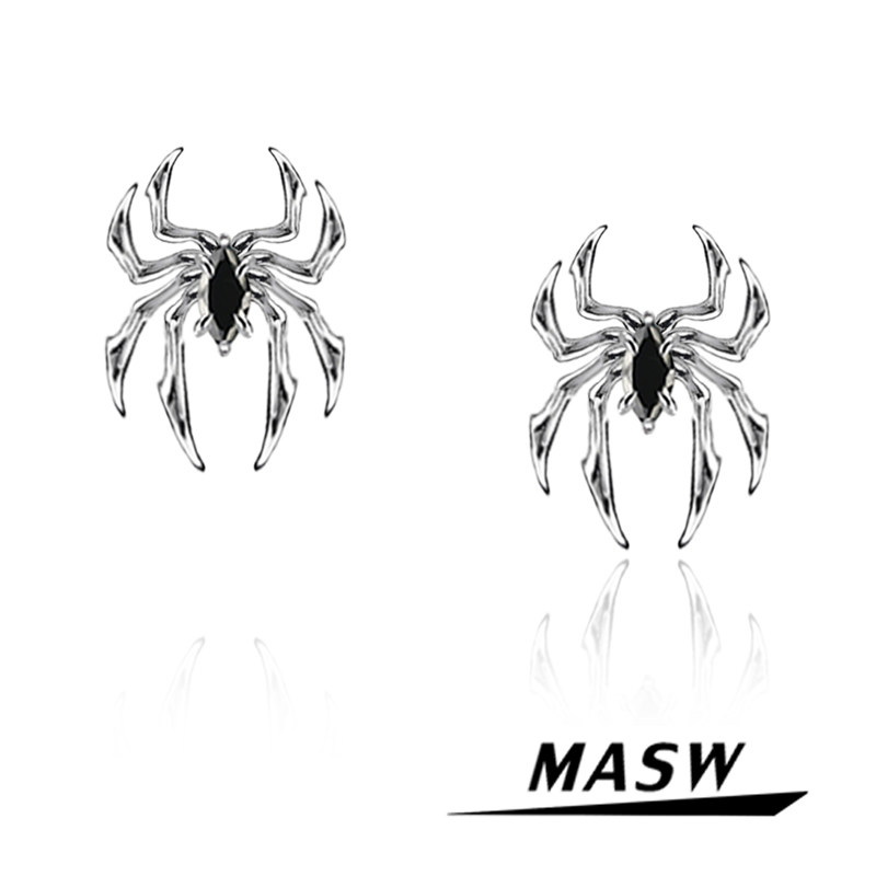 MASW麻秀原创设计个性高级ins风蜘蛛耳钉嘻哈街头轻奢耳饰925银针