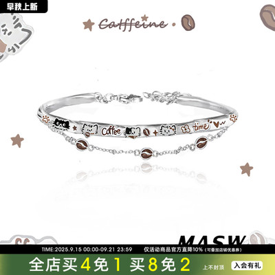 MASW麻秀涂鸦猫咪可爱手镯新款