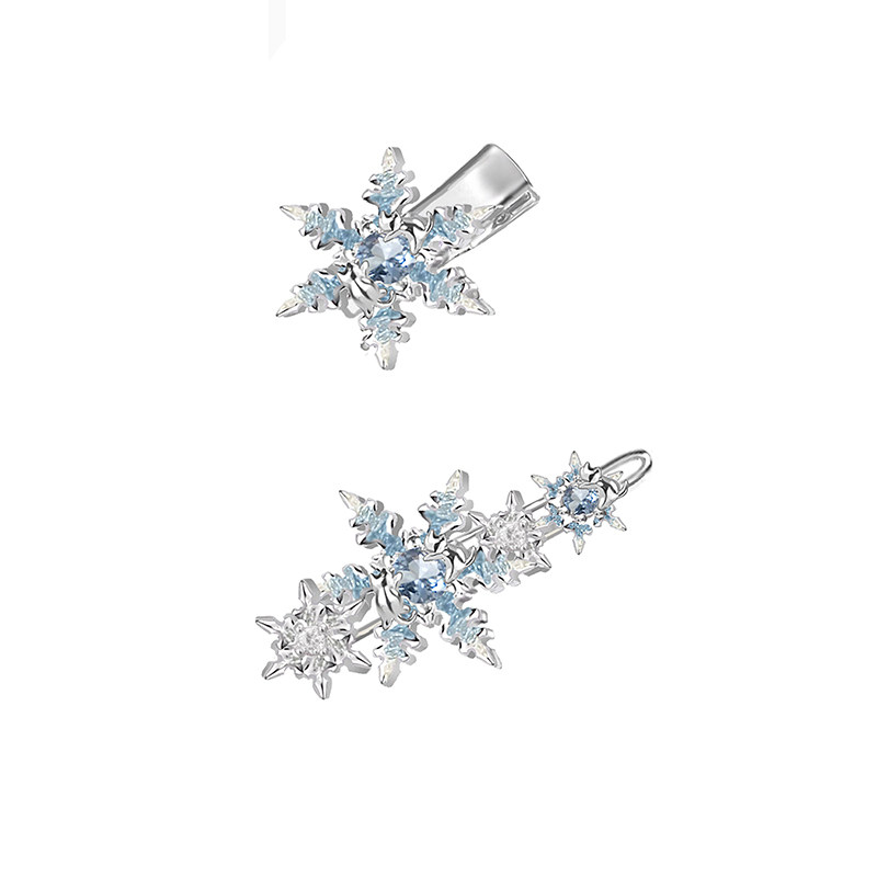 thumbnail for MASW Ma Xiu original kitten with you to watch the snow bangs with niche sweet temperament snowflake fashion hairpin