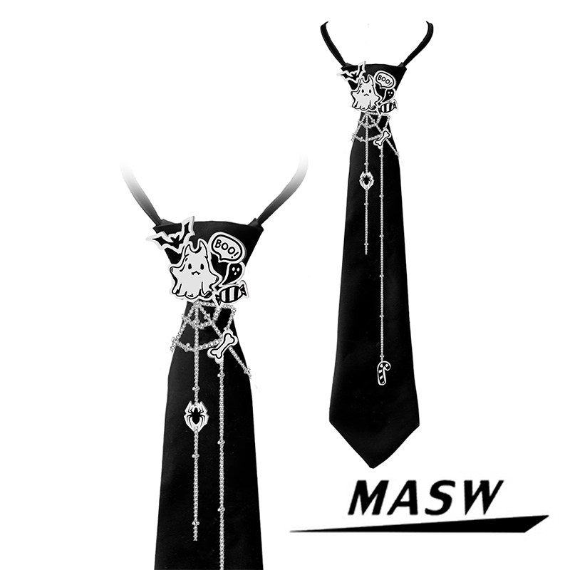 MASW麻秀原创设计狂欢派对系列免打结小幽灵领带衬衣领结配饰新潮