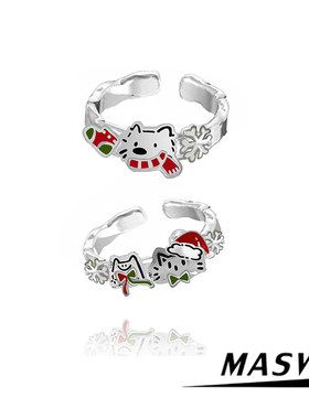 MASW麻秀圣诞节快乐戒指女