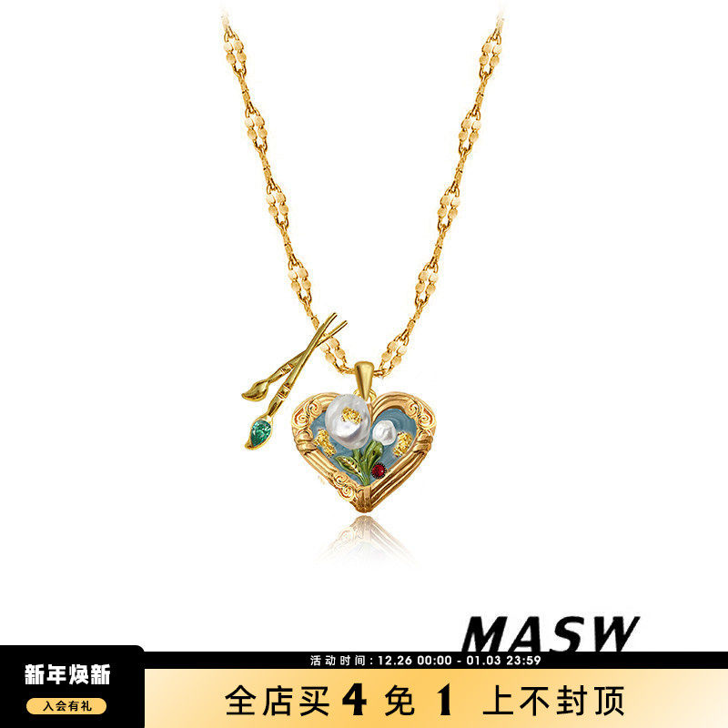 MASW麻秀原创设计项链复古油画风