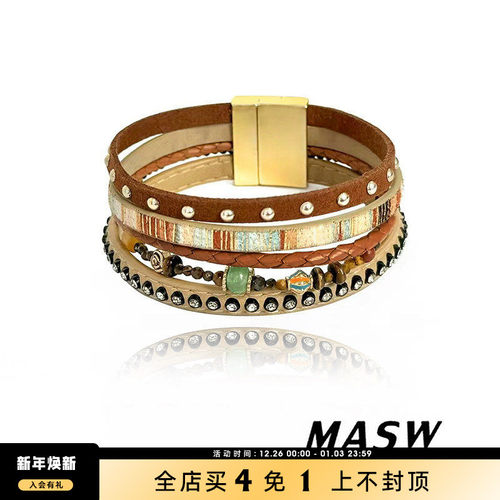 MASW麻秀多层民族风时尚手链潮流