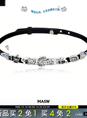 MASW麻秀搞怪涂鸦可爱猫猫项链