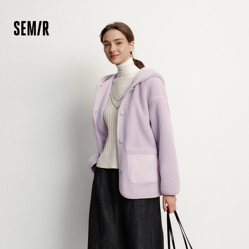 森马仿羊羔毛两面穿中长款外套女