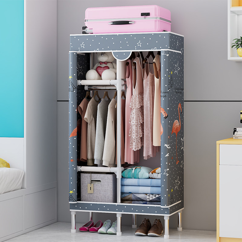 布衣柜加厚加粗全钢架简易衣柜卧室家用牛津布艺拉炼小型结实耐用
