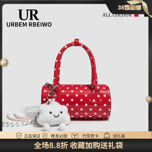 UR包包女夏韩国小众高颜值保龄球包漆皮波点枕头包手提单肩斜挎包