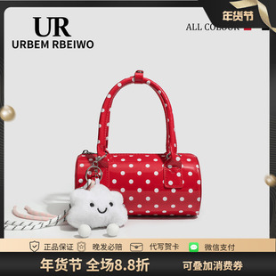 UR包包女夏韩国小众高颜值保龄球包漆皮波点枕头包手提单肩斜挎包