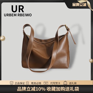 UR包包女秋冬大容量托特包小众设计慵懒风棕色包包单肩斜挎流浪包