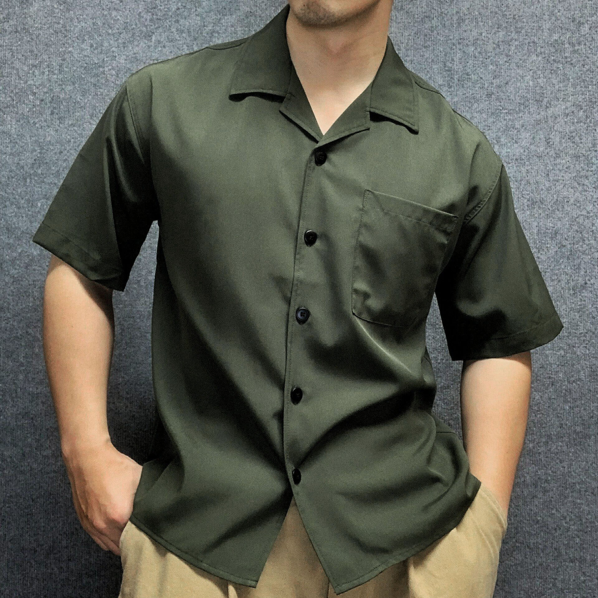 夏季古巴短袖男速干透气衬衫宽松短袖潮休闲薄款免烫薄款寸衫上衣