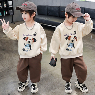 男童套装秋装2025新款男孩卫衣宝宝时尚炸街衣服洋气儿童卡通穿搭