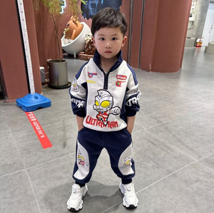 男童春装卫衣亮灯套装2025新款儿童帅气奥特曼衣服运动服两件套潮