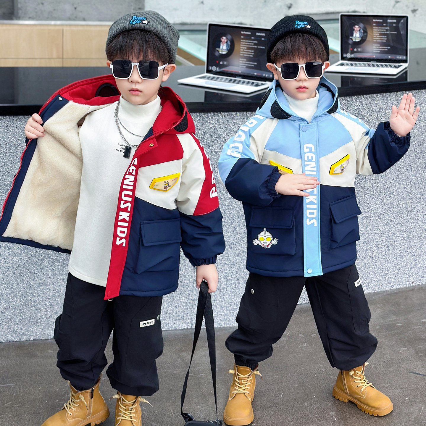 男童冬装奥特曼加绒连帽外套儿童帅气童装亮灯棉服加厚棉袄保暖潮,童装/婴儿装/亲子装,棉袄/棉服,淘宝优惠券,粉丝福利购,淘宝优惠卷