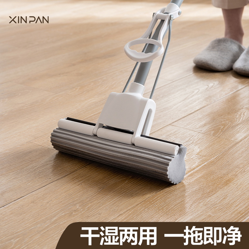 免手洗强力吸水干湿两用胶棉拖把