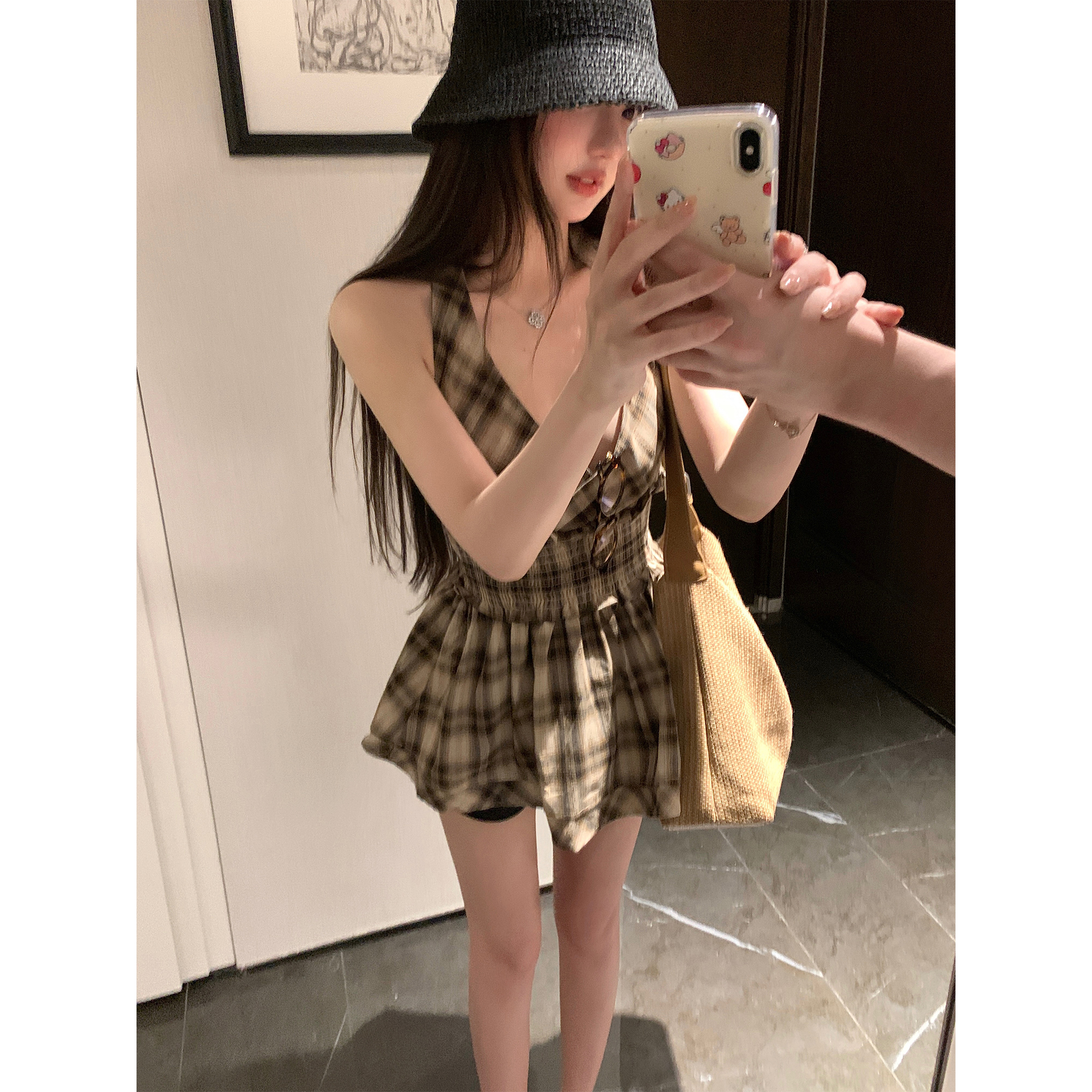 NAYA CHAN 格纹v领无袖上衣女夏外穿小衫2025夏天巨好看女装