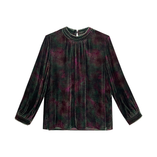 清仓/福利款【林典】596-1国风新中式秋装丝绒上衣衬衫