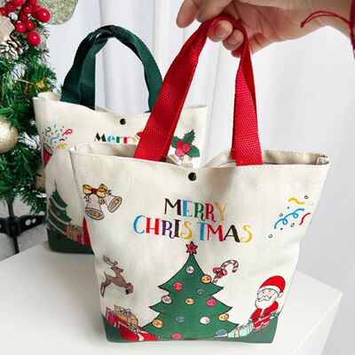 Christmas Gift Bag Cartoon Santa Claus Elk Xmas Tree Handhel