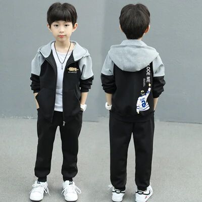 2026 spring zipper splicing jacket hoodie + pants Child trac