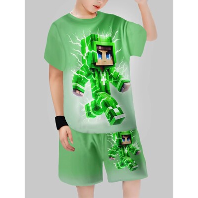 Block Man Digital Printing Cross Border Children's Clothing