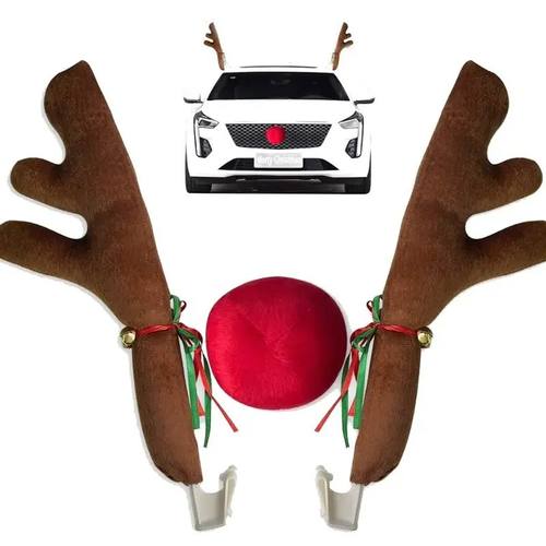 Christmas Car Decoration Deer Horn Antlers Car Kit with Red