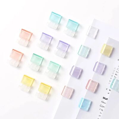 Refillable Push Binder Clips - Plastic Color Slide Clips wit