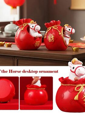 2026 Chinese Horse New Year Decor Red Envelope Resin Desktop