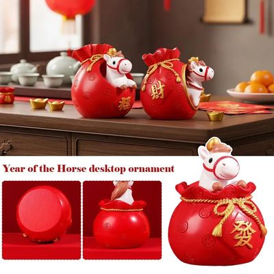 2026 Chinese Horse New Year Decor Red Envelope Resin Desktop