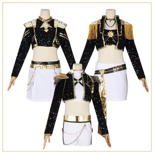 girl group game and anime gold costumes Black cosplay