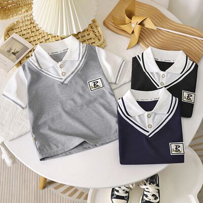 1pcs Summer Kid College Style Tops Clothes Boys Polo Shirt C