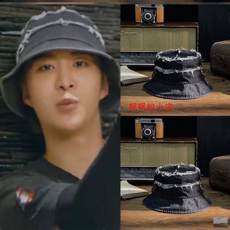 新款个性时尚百搭牛仔拼接渔夫帽