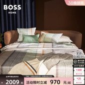 BOSS进口全棉贡缎简约商务条纹高级感轻奢长绒棉床品四件套KELLS