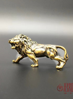 黄铜实心动物摆件昆虫狮子黄牛招财鼠三不猴老虎装饰镇纸古玩铜器