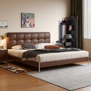 艺潮匠包豪斯真皮软包双人床1.8米主卧床2025新款高端婚床最新款