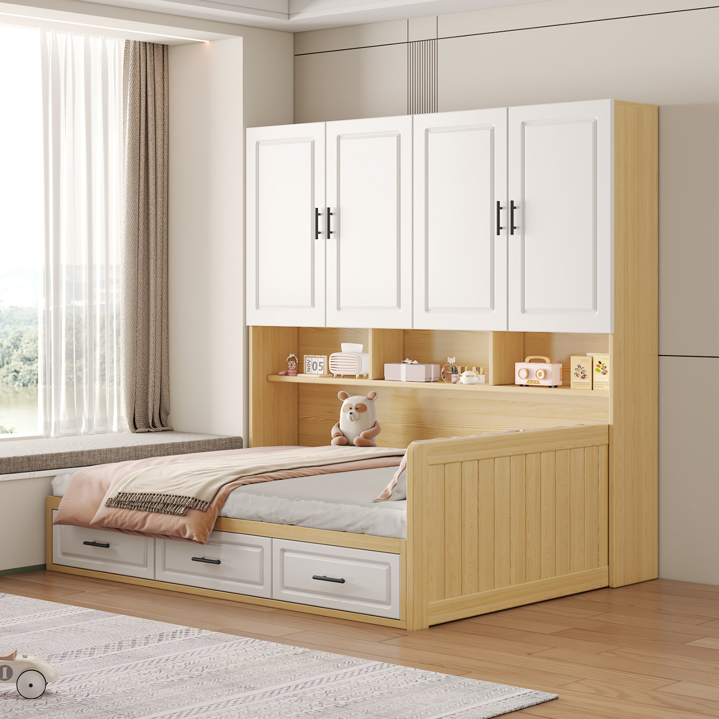 实木榻榻米衣柜床小户型一体多功能储物床可定制儿童男女孩组合床