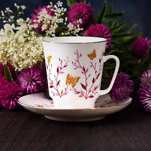 俄皇LOMONOSOV高档精致骨瓷马克杯碟MAY系列欧式 咖啡杯子水杯