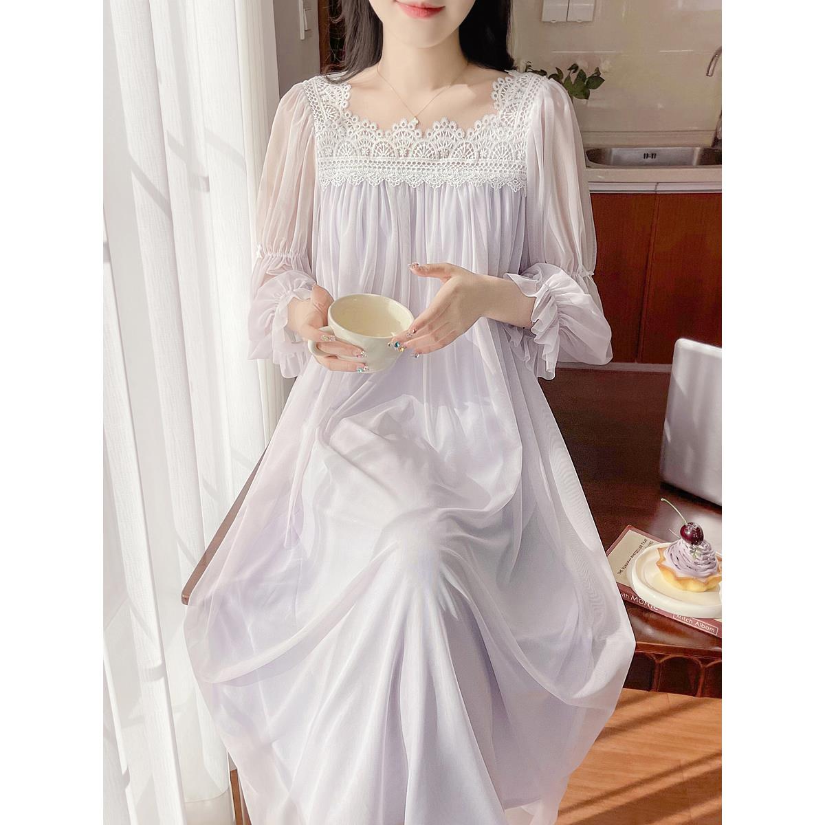 Bien法式春、秋女孩护胸睡衣，甜美可爱的公主风居家装，出门也能