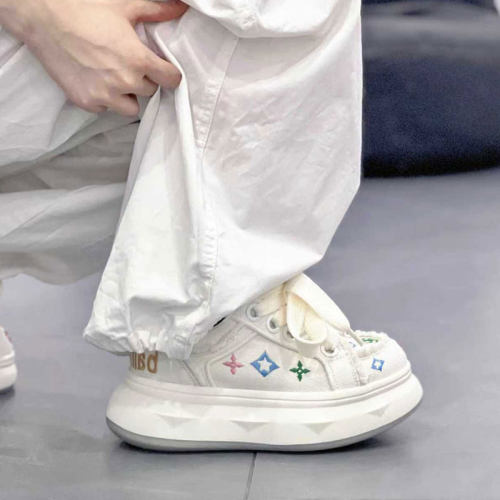 【欧洲站潮鞋】高级潮牌休闲鞋欧若风刺绣拼色厚底运动鞋小白鞋女