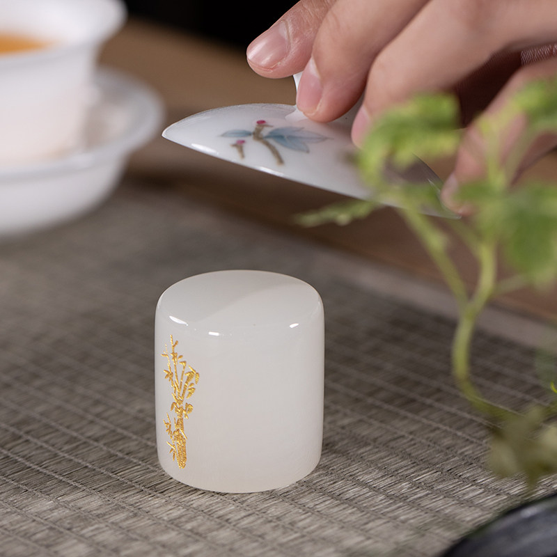 天然玉石盖置高端紫砂壶盖托架陶瓷茶具盖碗茶托盖子配件茶道茶器