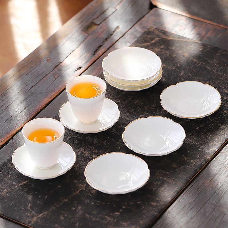 言造羊脂玉白瓷茶杯垫