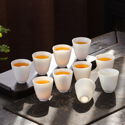 言造羊脂玉白瓷家用待客品茗杯