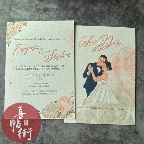 高端彩色照片印刷高端双面烫金请柬唯美新婚结婚喜宴邀请函喜帖