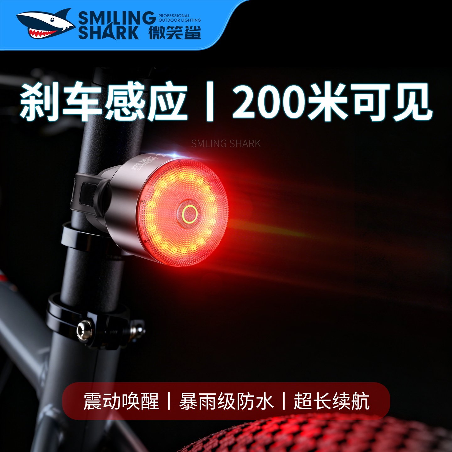 自行车尾灯公路车登山车夜间警示闪光灯单车夜骑灯后尾感应照明灯