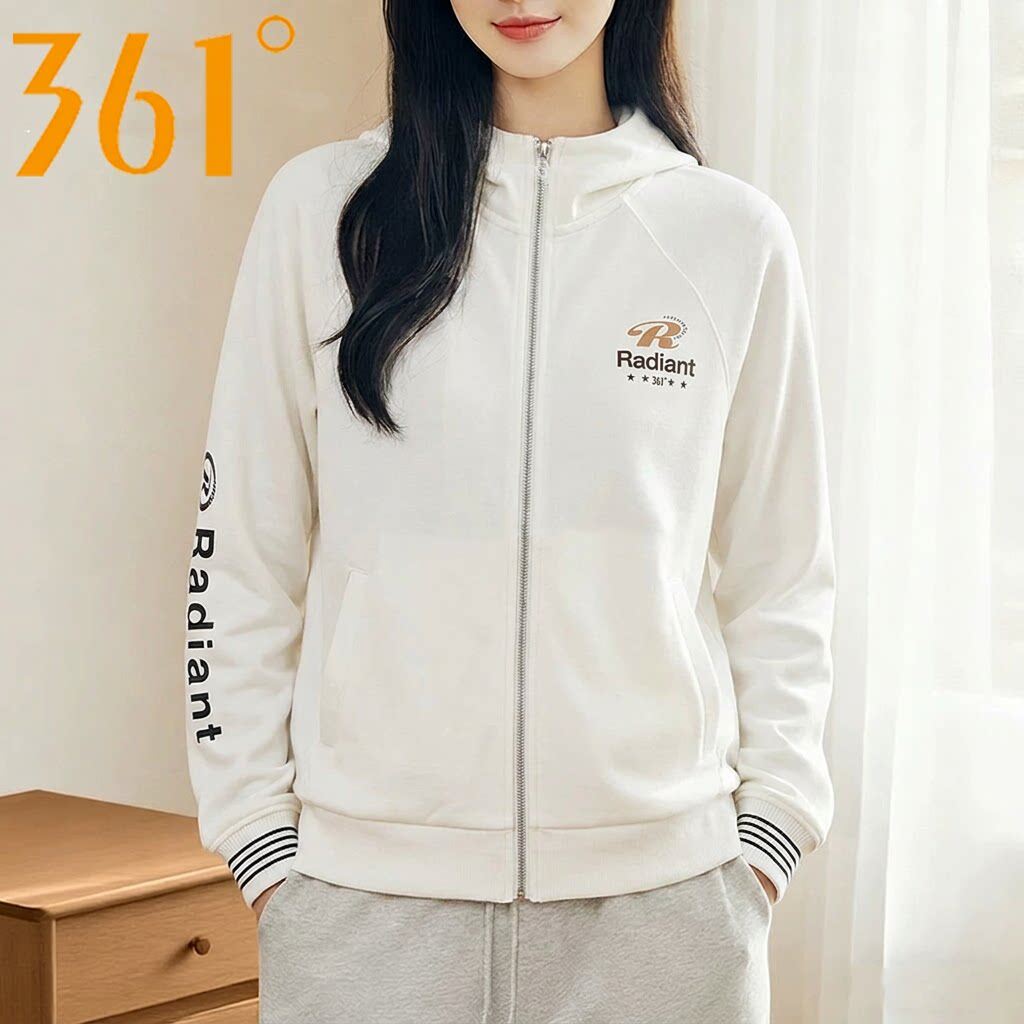 361运动卫衣女2026春秋季新款连帽开襟卫衣插肩袖莫代尔长袖上衣
