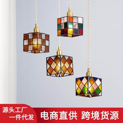 北欧黄铜玻璃小吊灯日式田园复古民宿咖啡馆餐厅走廊吧台单头吊灯