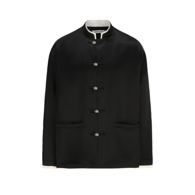 立领拼接假两件丝绸唐装