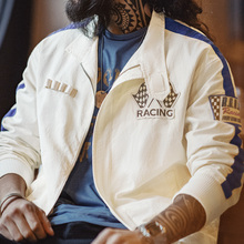 马登工装 美式复古拼色刺绣赛车夹克F1车手服休闲棒球领外套男春