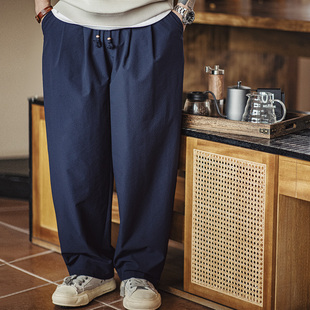 马登工装美式休闲束腰泡泡纱日系灯笼裤男宽松阔腿透气弯刀裤春夏