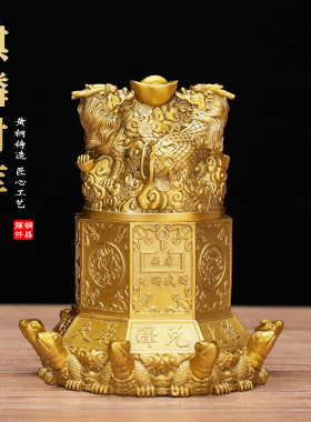 貔貅摆件黄铜聚宝盆八方来财八卦乾坤大财库客厅店铺装饰开业礼品